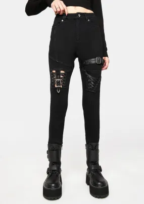 Knee Deconstructed Skinny Punk Pants