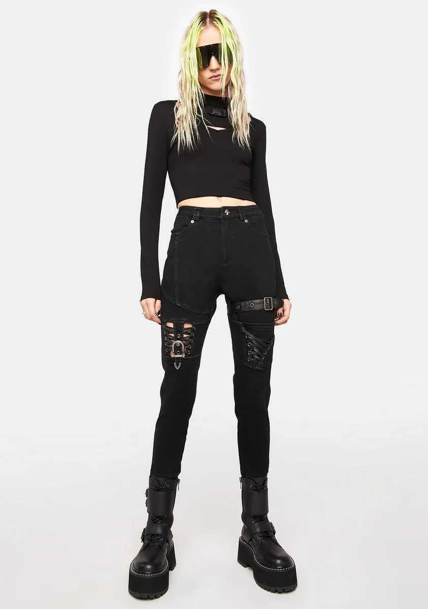 Knee Deconstructed Skinny Punk Pants