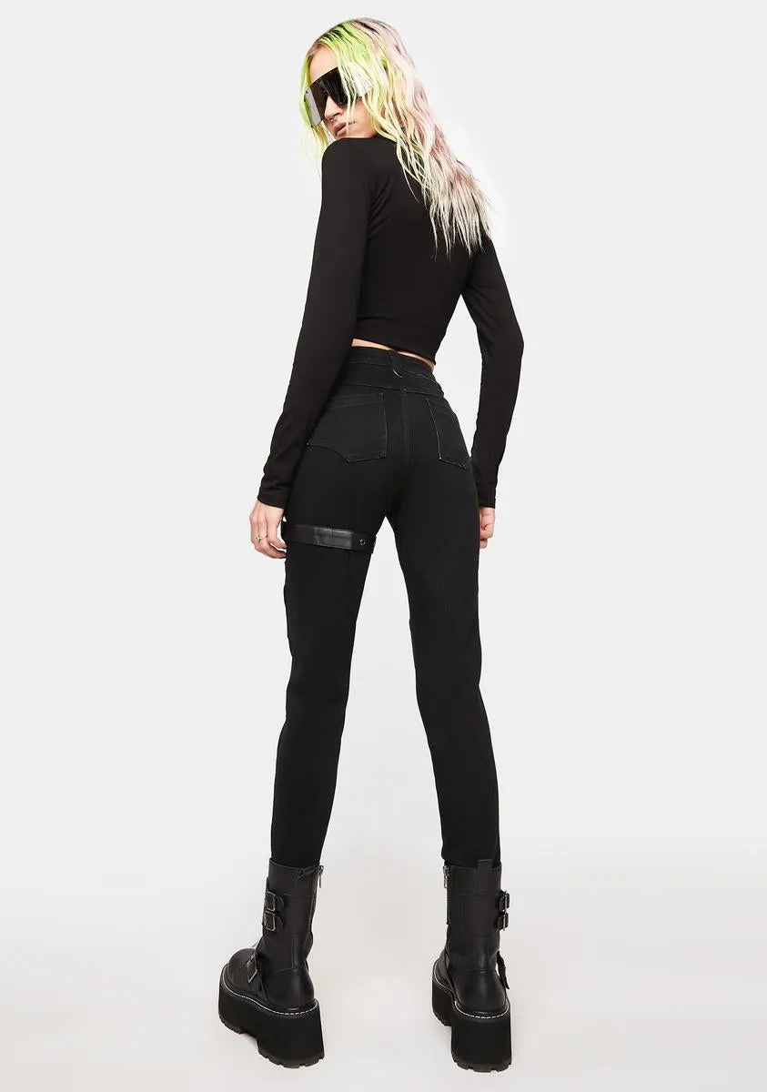 Knee Deconstructed Skinny Punk Pants