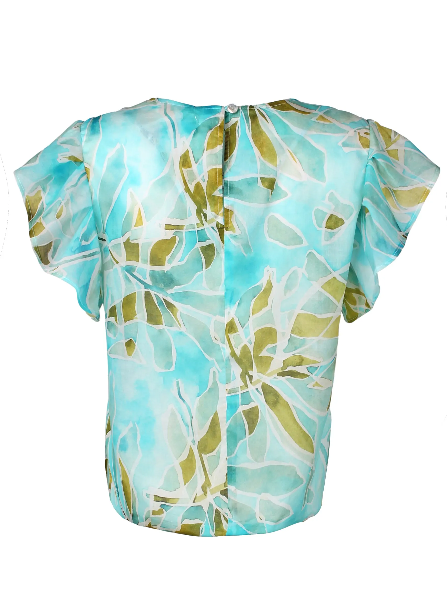 Blue/Green Seaweed Print Knot Top