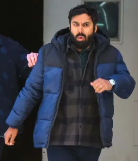 Kunal Nayyar Suspicion Puffer Blue Hooded Jacket