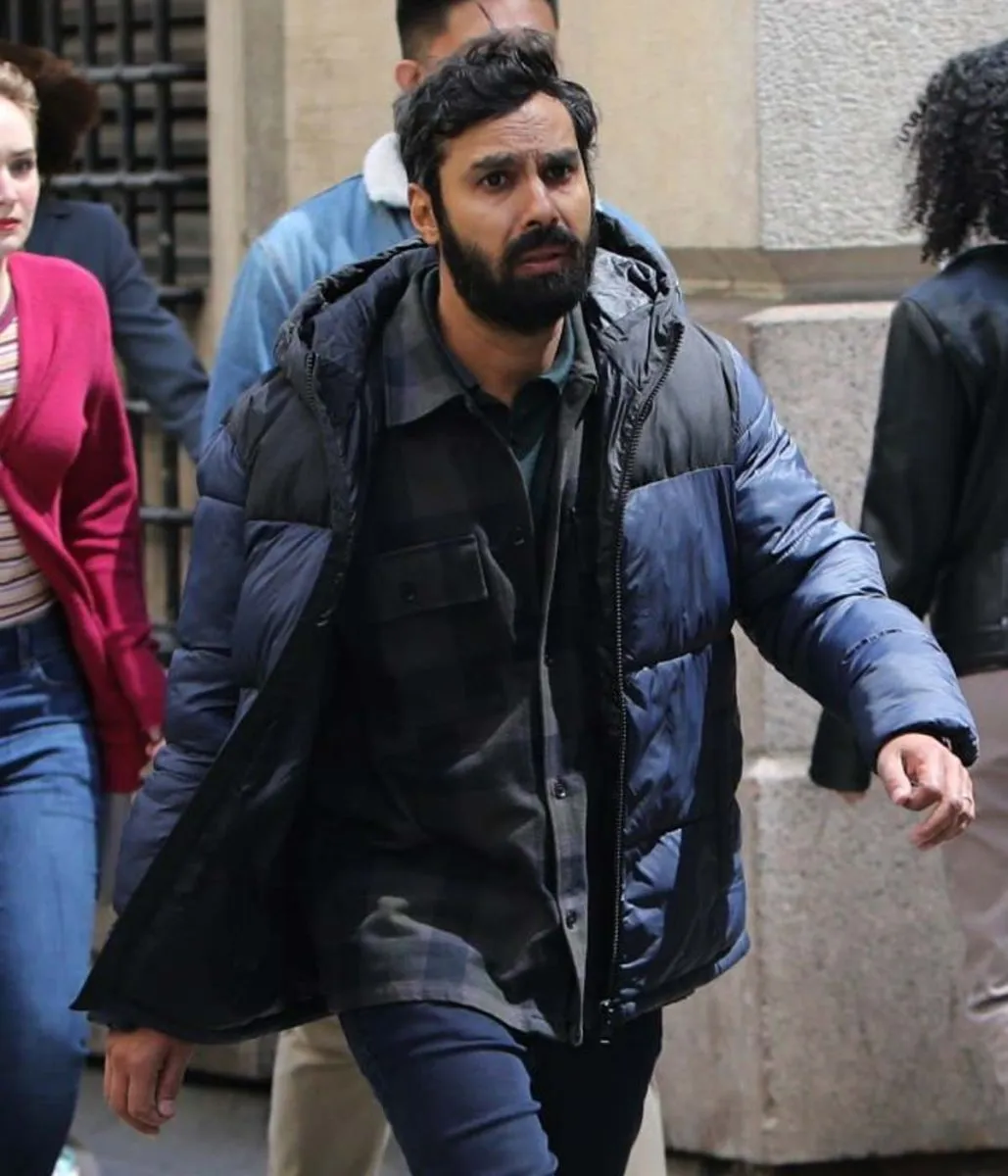 Kunal Nayyar Suspicion Puffer Blue Hooded Jacket