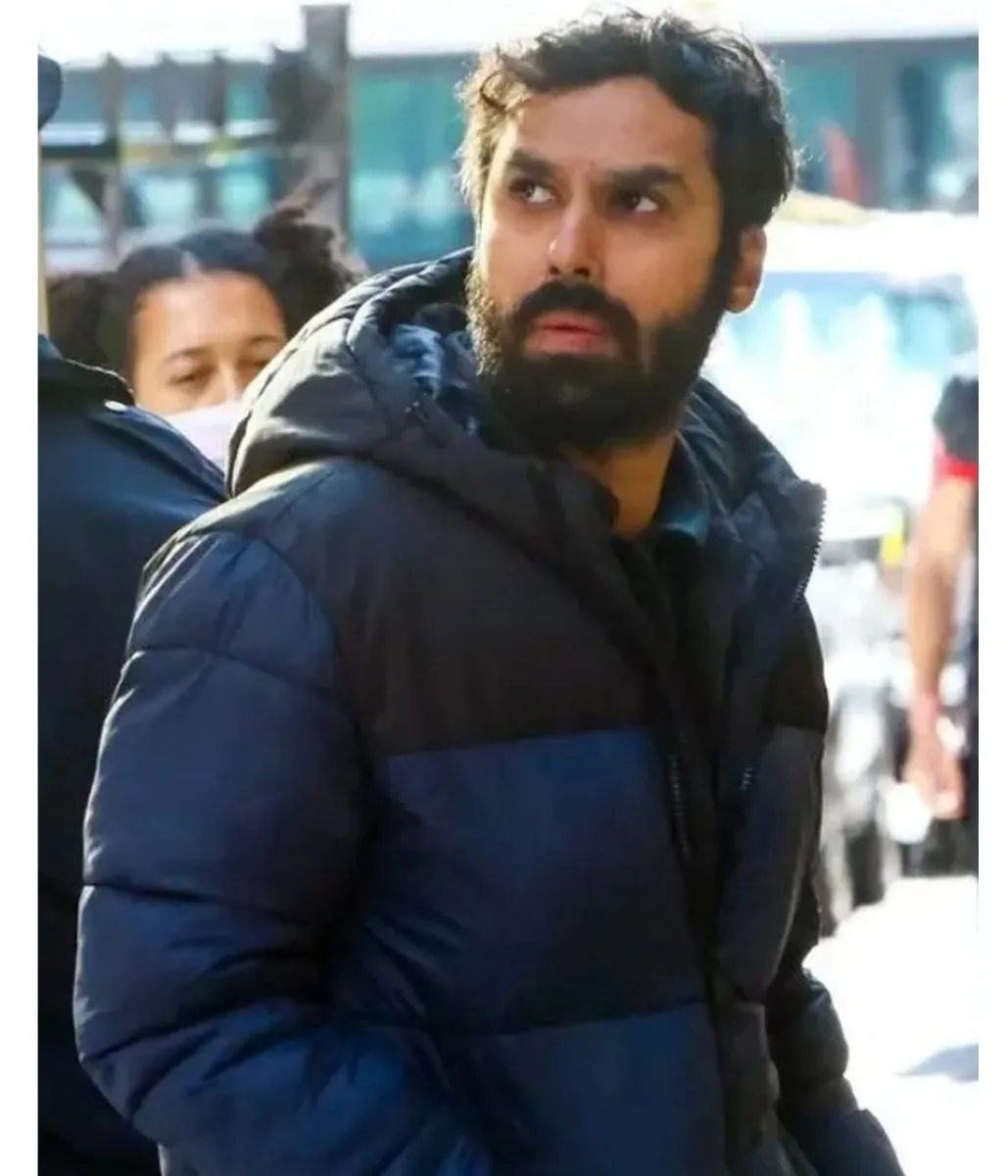 Kunal Nayyar Suspicion Puffer Blue Hooded Jacket