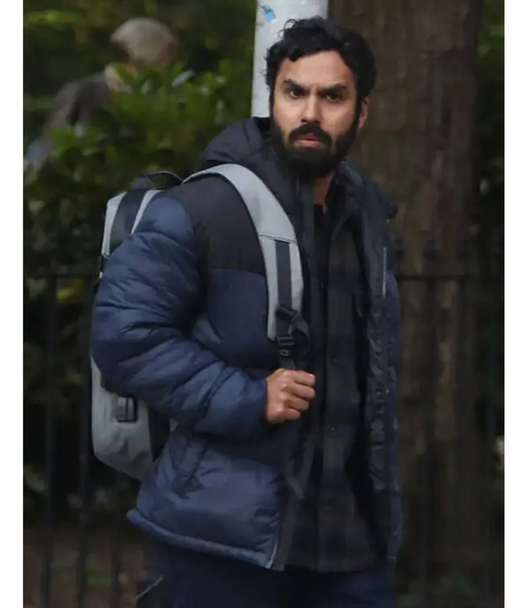 Kunal Nayyar Suspicion Puffer Blue Hooded Jacket