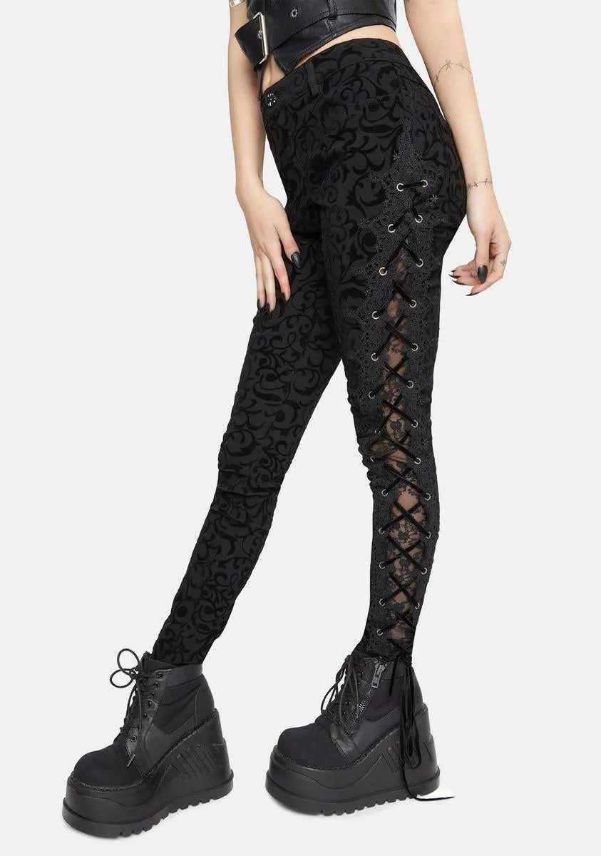 Lace-Up Side Skinny Trousers