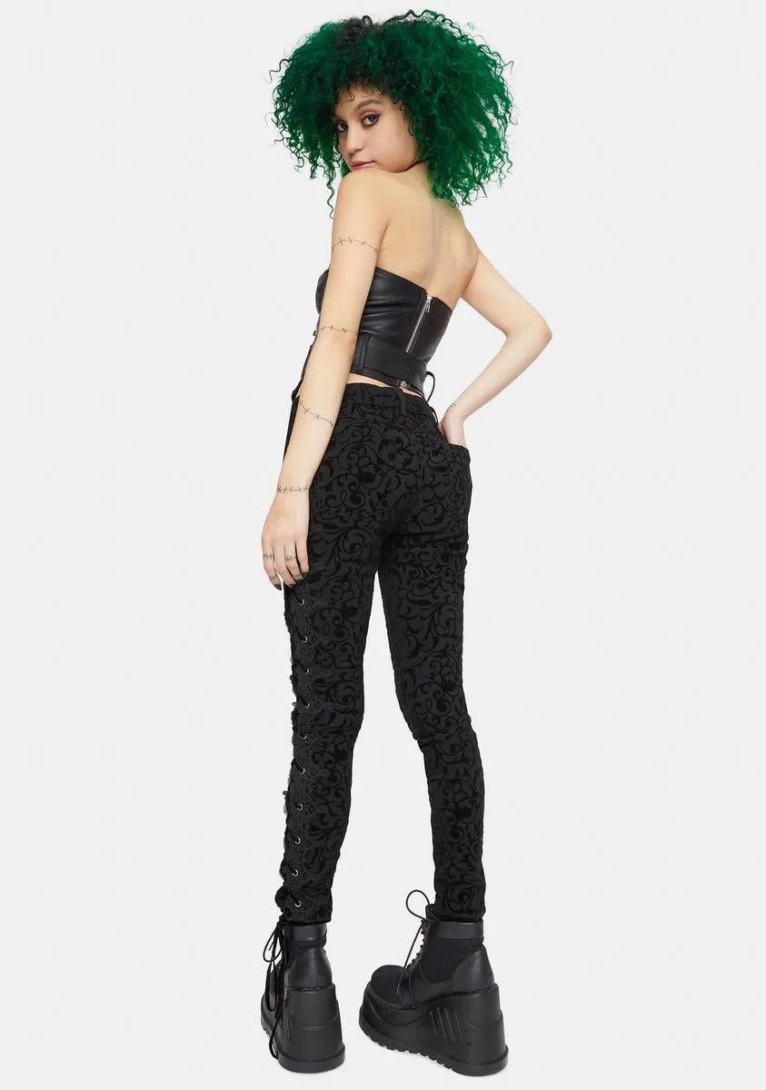 Lace-Up Side Skinny Trousers