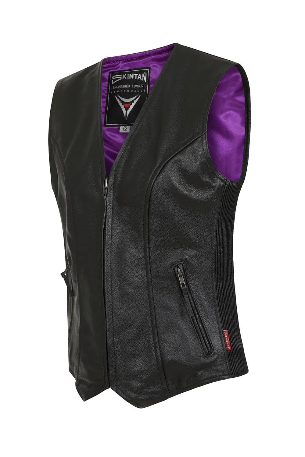 Womens Leather Biker Vest