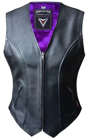 Womens Leather Biker Vest