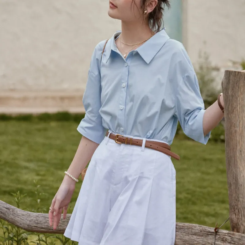 Cropped Casual Cotton Short Sleeves