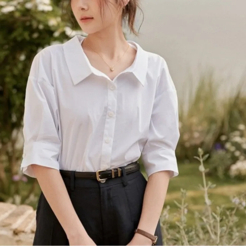 Cropped Casual Cotton Short Sleeves