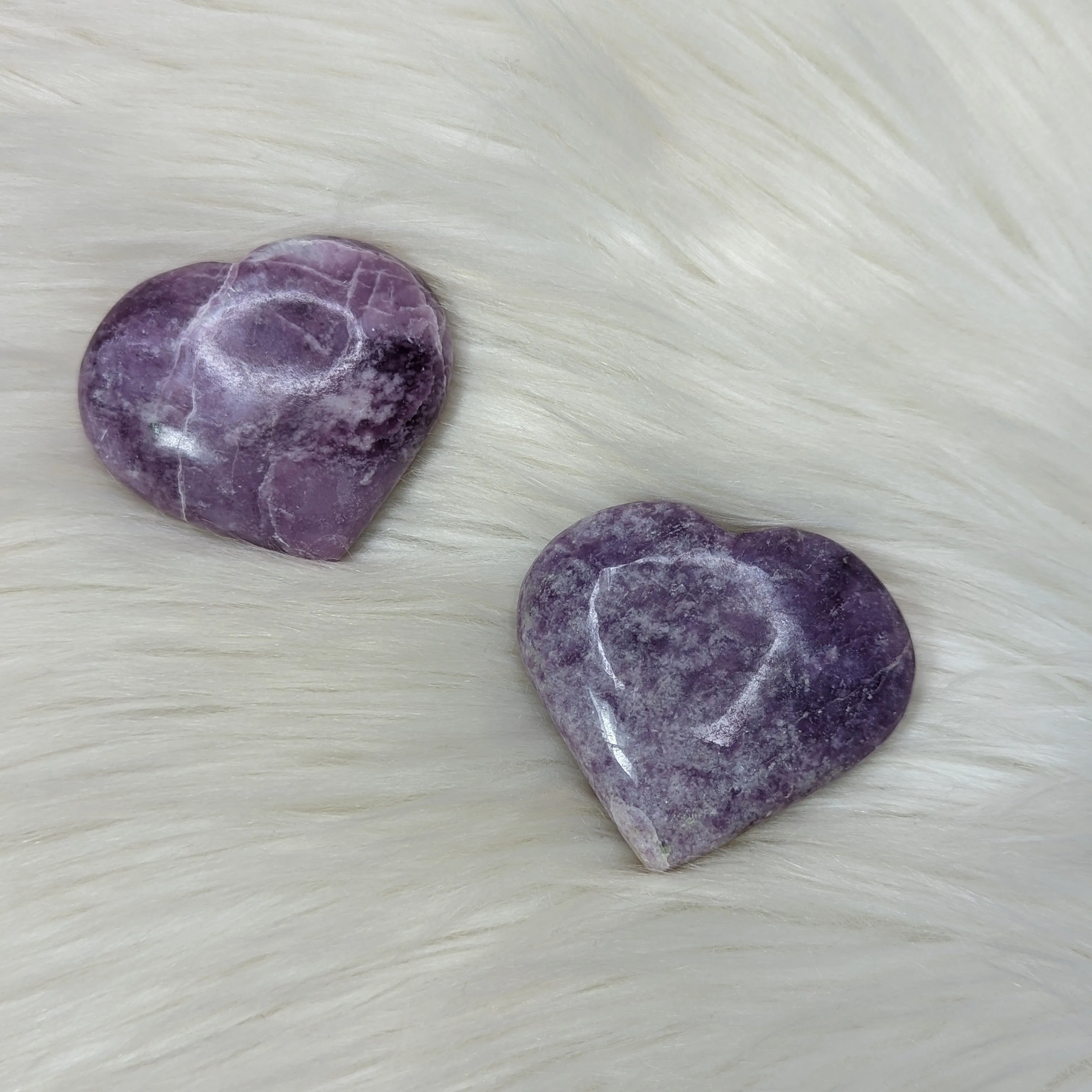 Lepidolite Heart Carvings