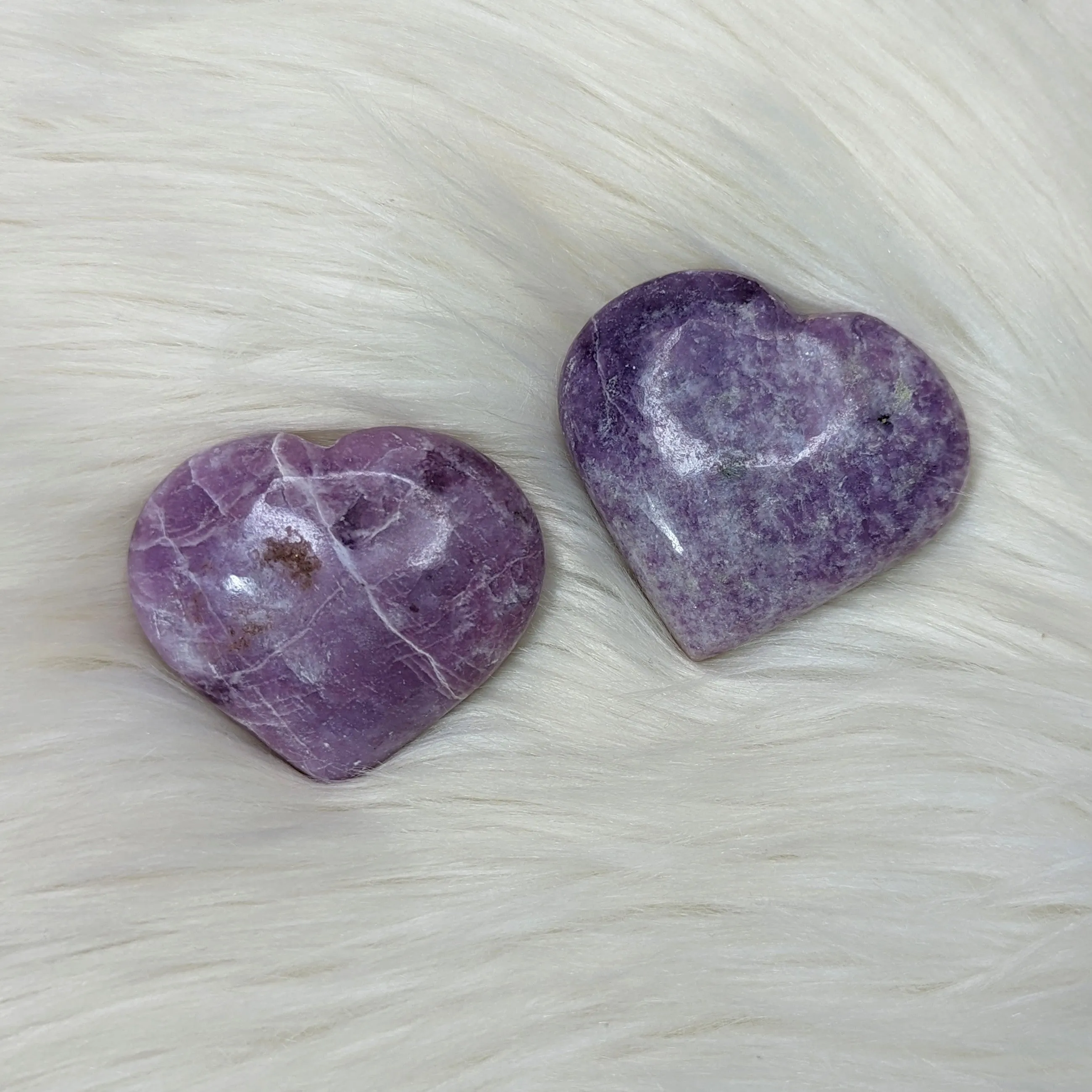 Lepidolite Heart Carvings