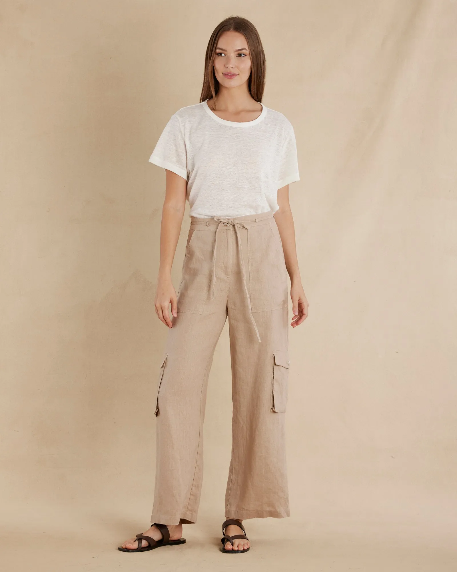 Linen Cargo Pant Sand