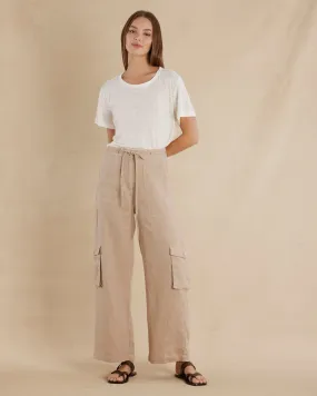 Linen Cargo Pant Sand