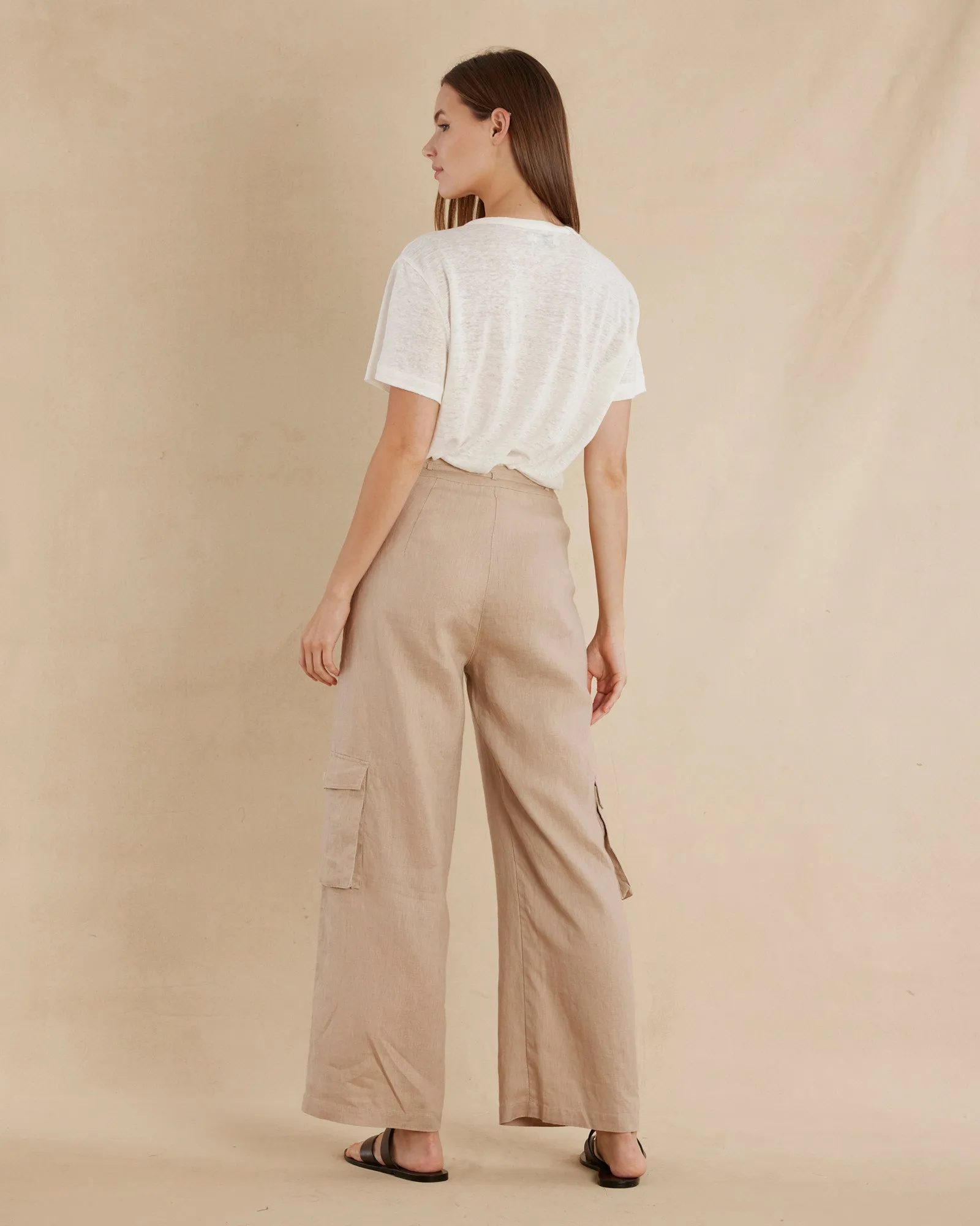 Linen Cargo Pant Sand