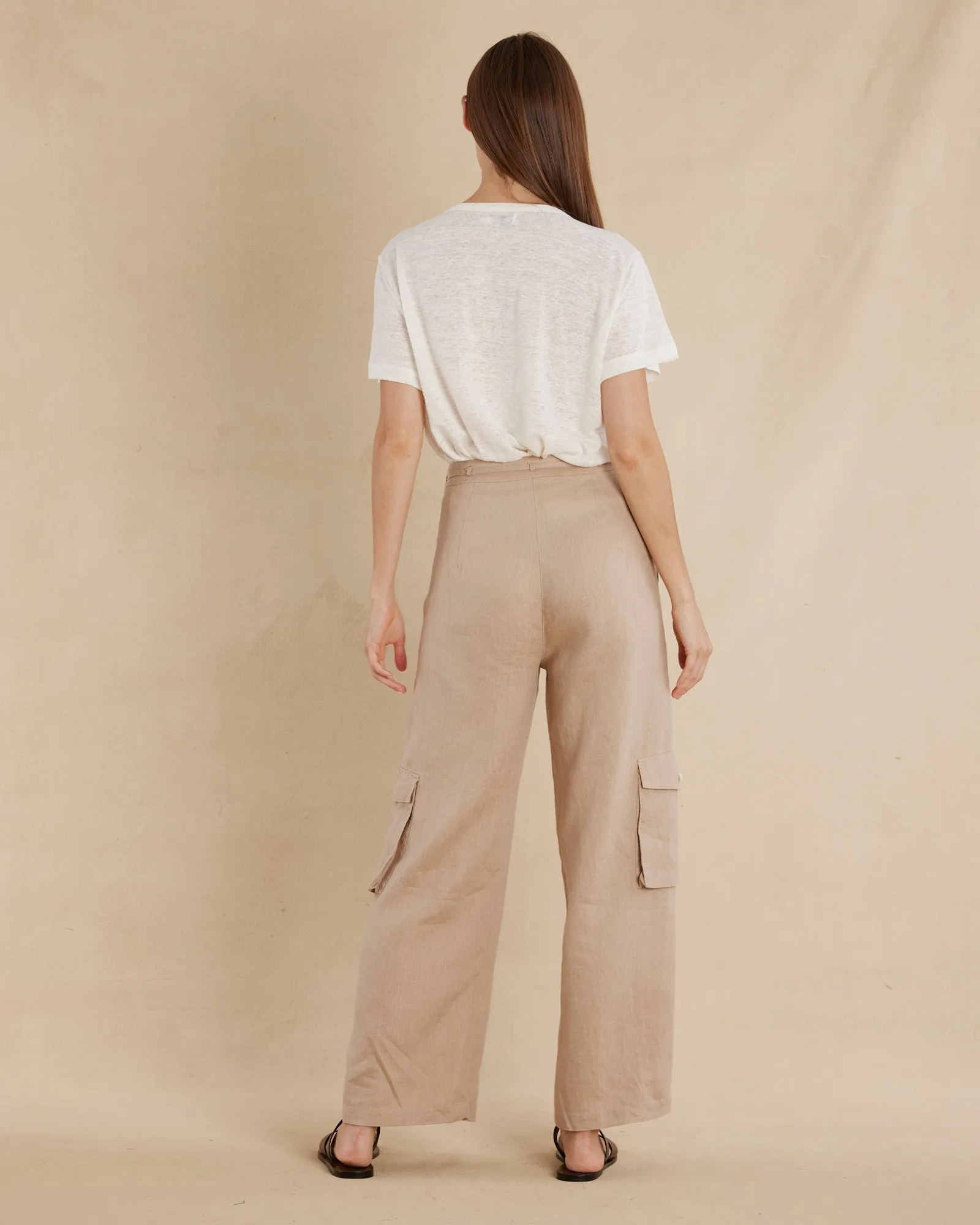 Linen Cargo Pant Sand