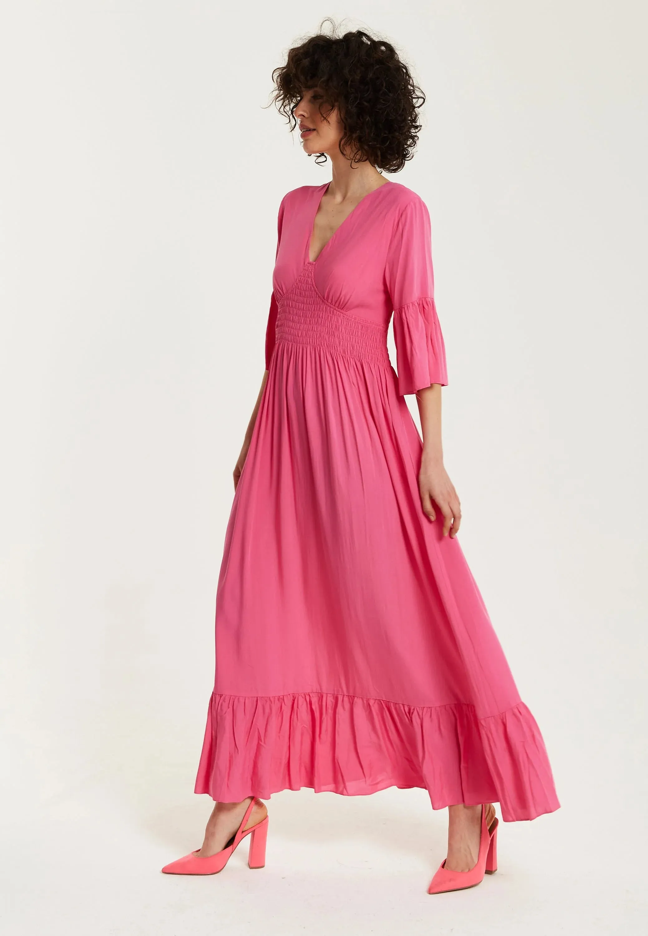 Liquorish Long Dress Frill Sleeves