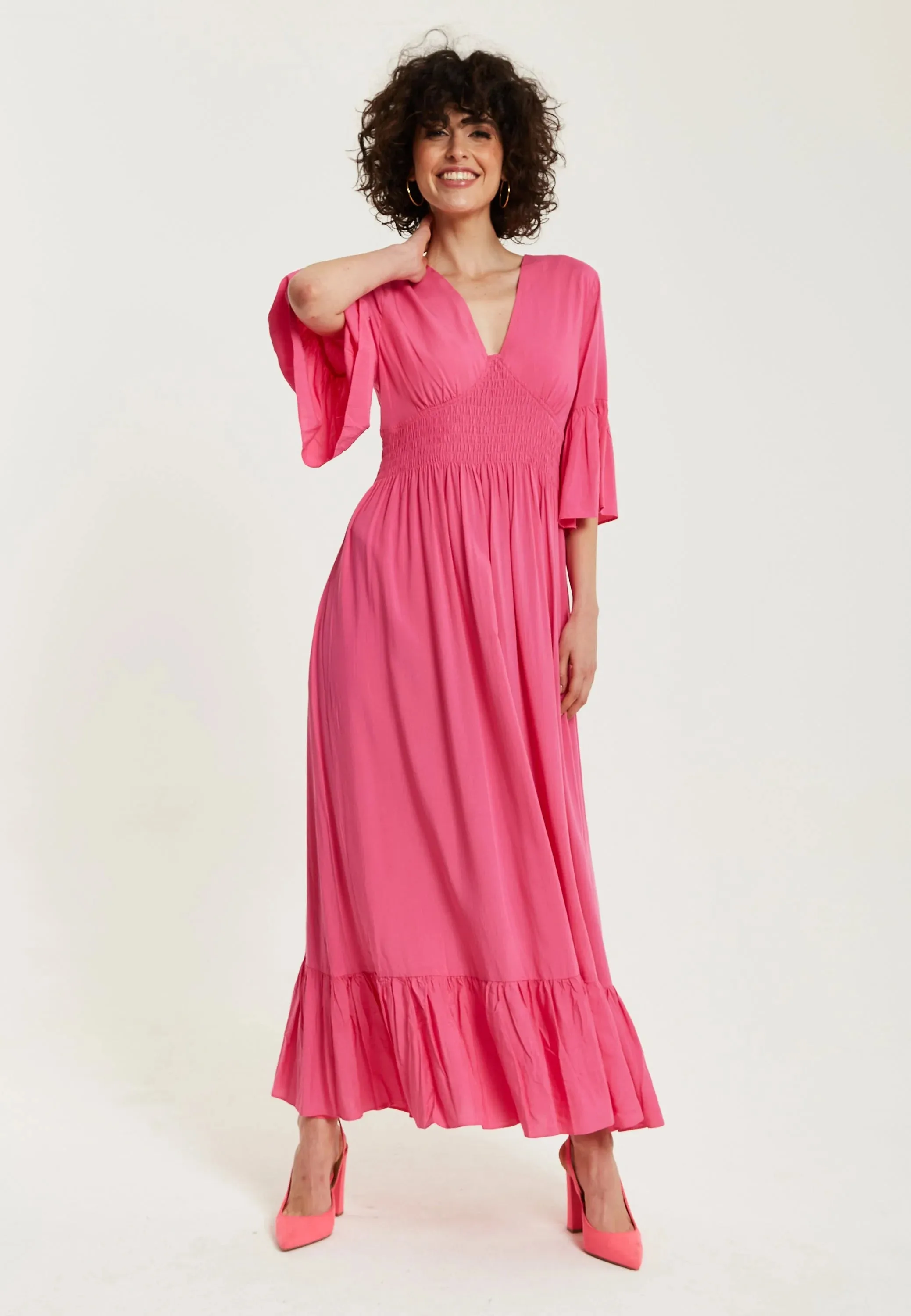 Liquorish Long Dress Frill Sleeves