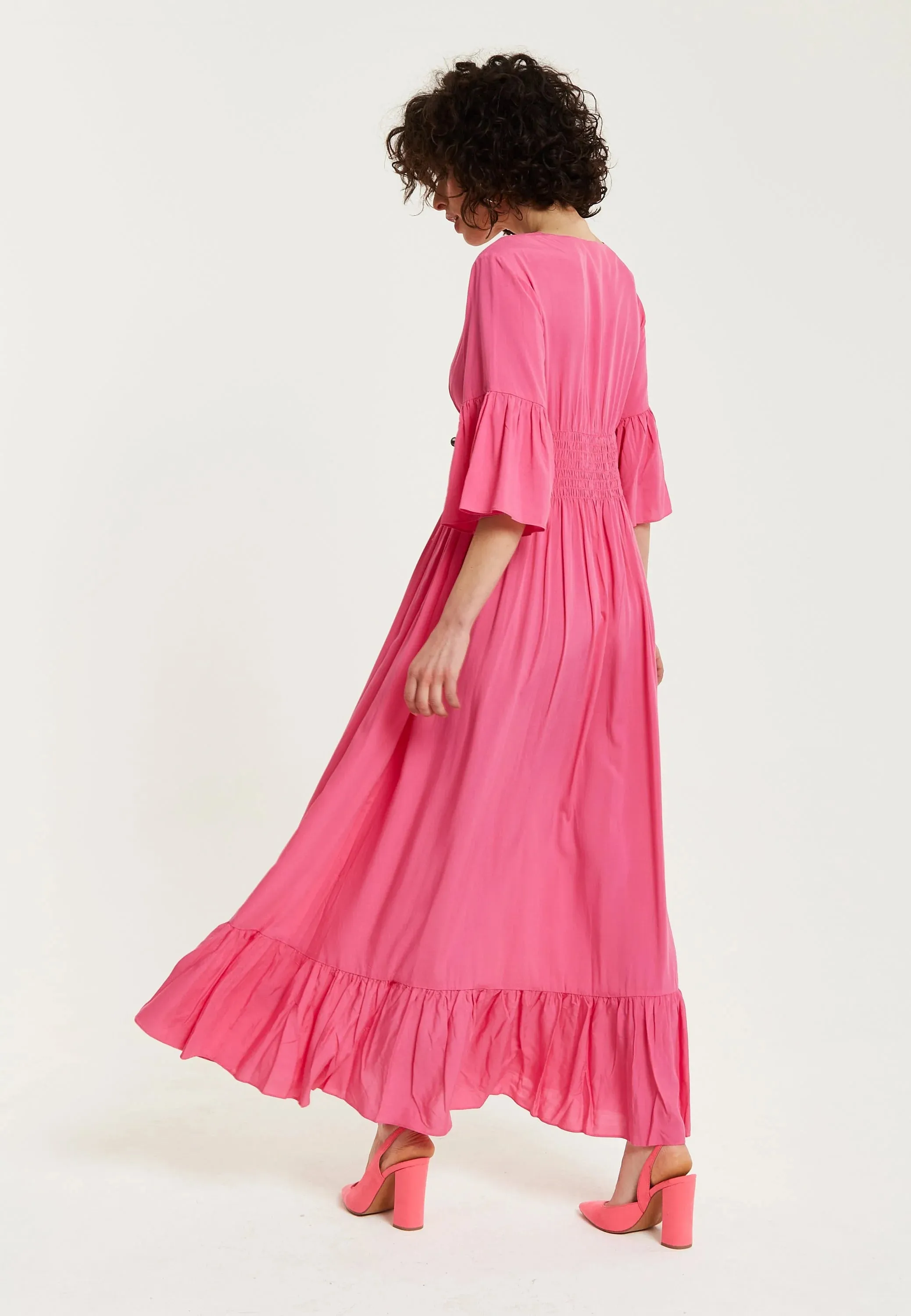 Liquorish Long Dress Frill Sleeves