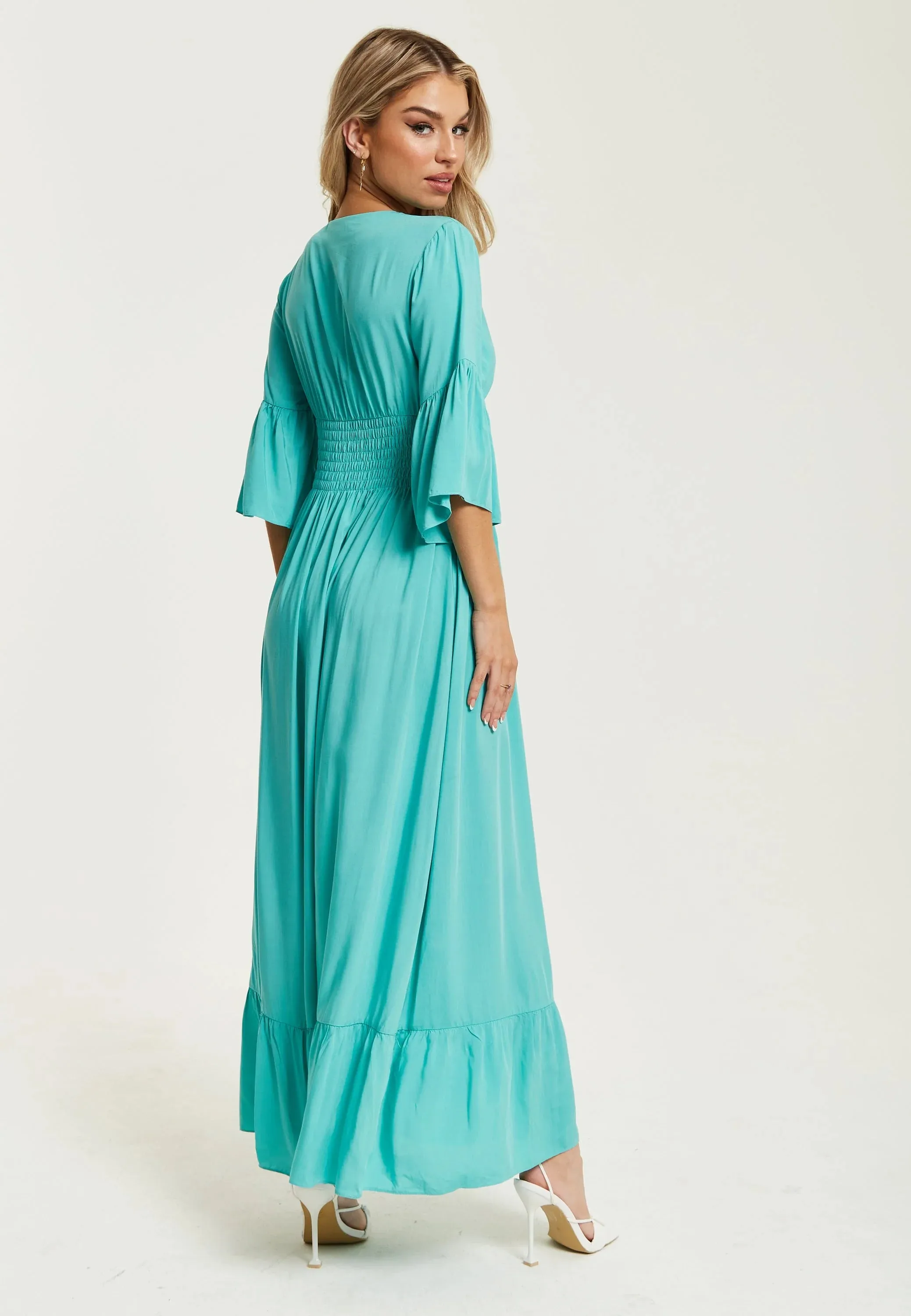 Liquorish Long Dress Frill Sleeves