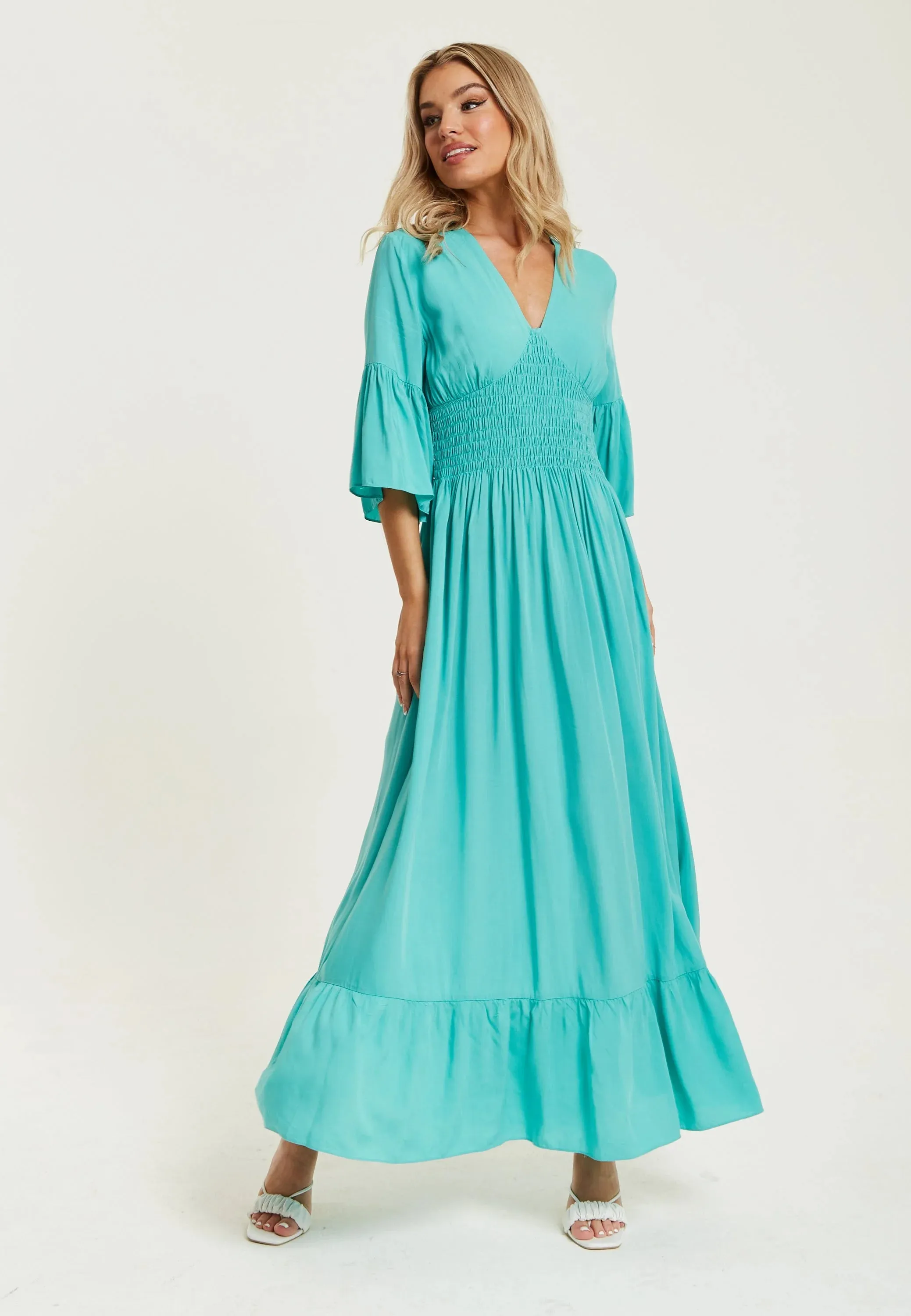 Liquorish Long Dress Frill Sleeves