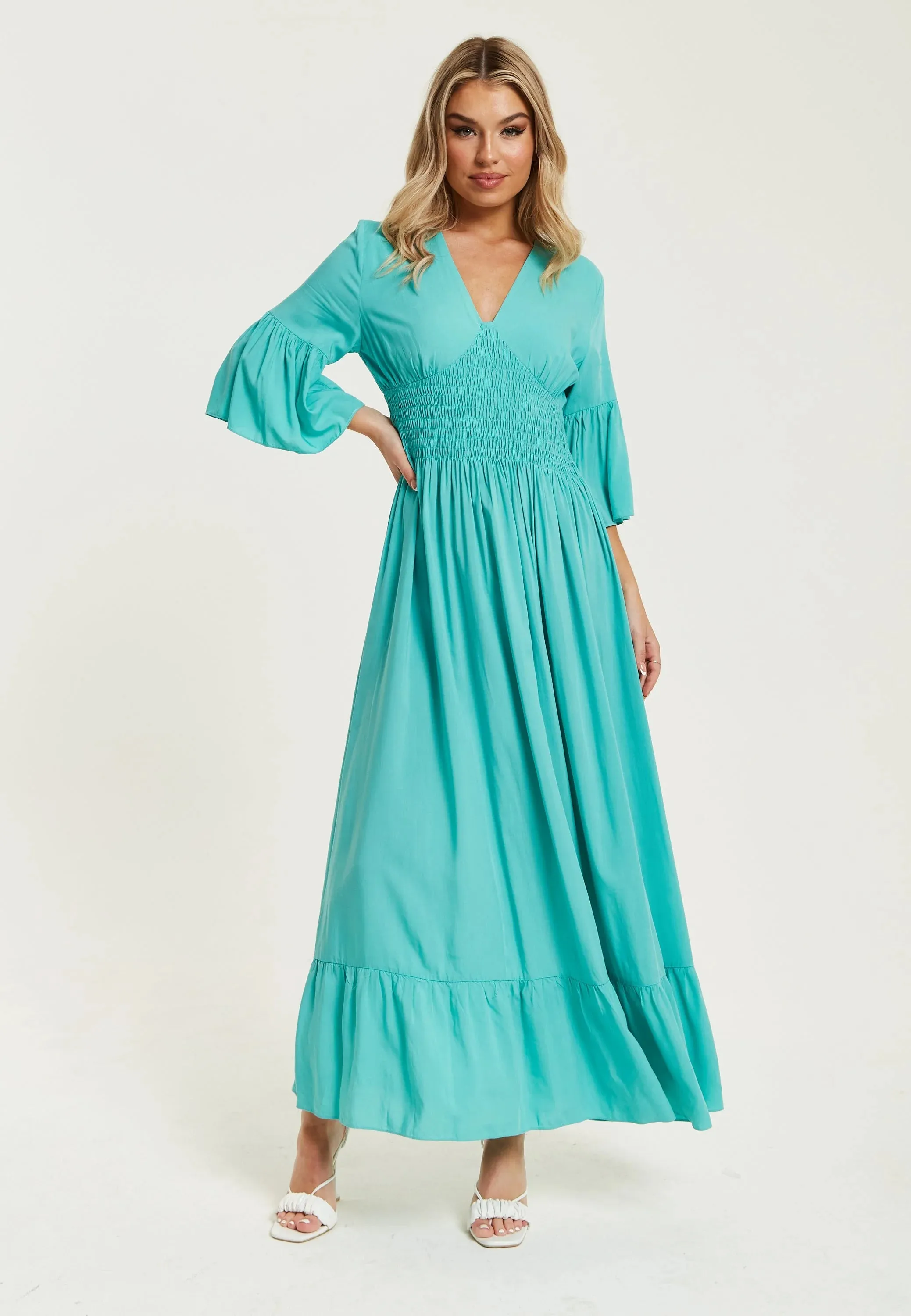 Liquorish Long Dress Frill Sleeves