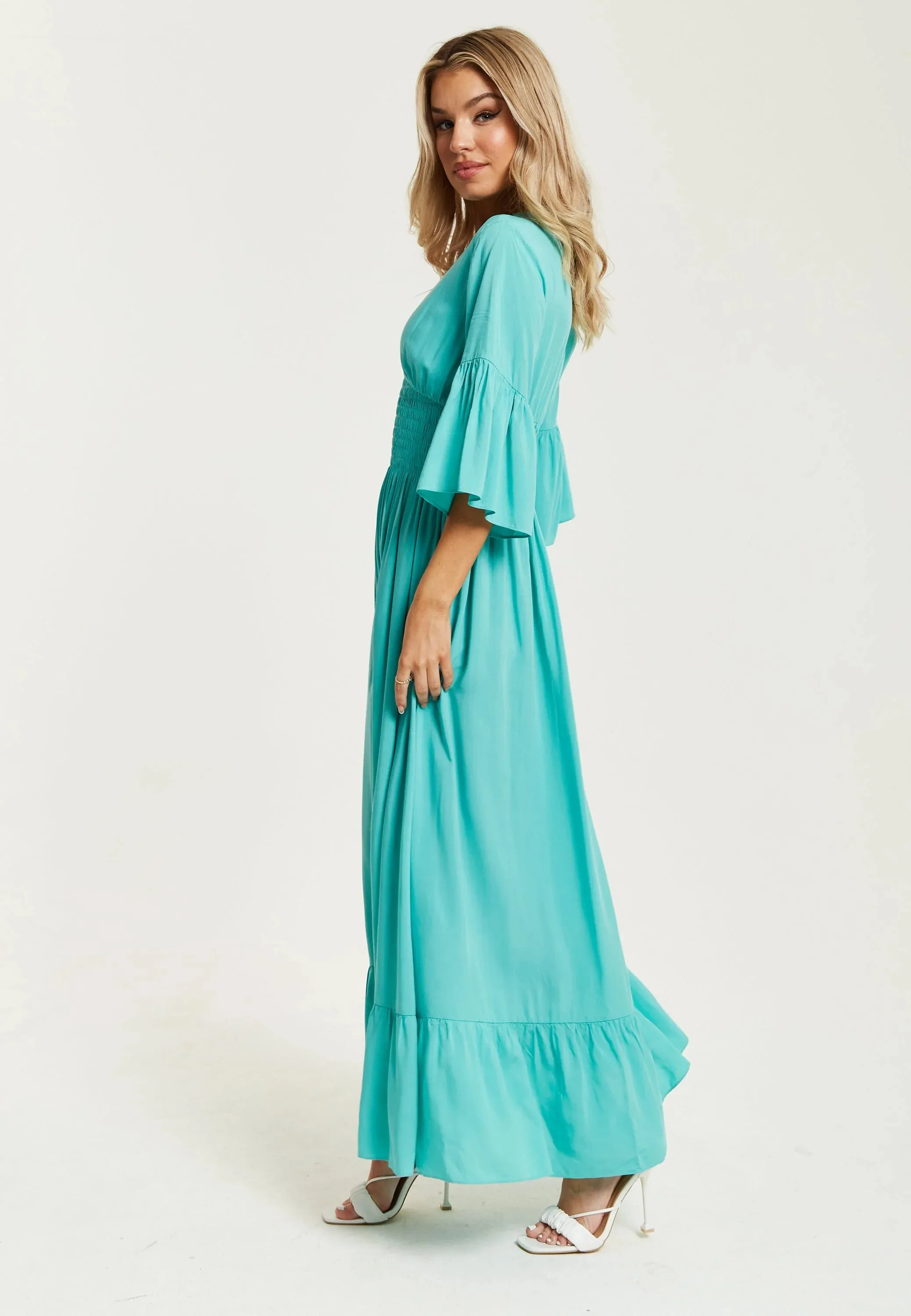 Liquorish Long Dress Frill Sleeves