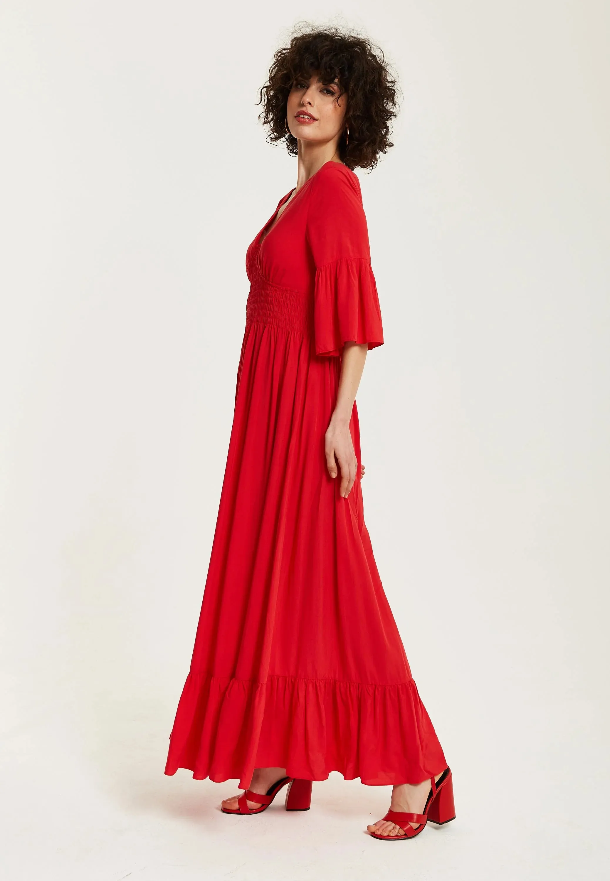 Liquorish Long Dress Frill Sleeves