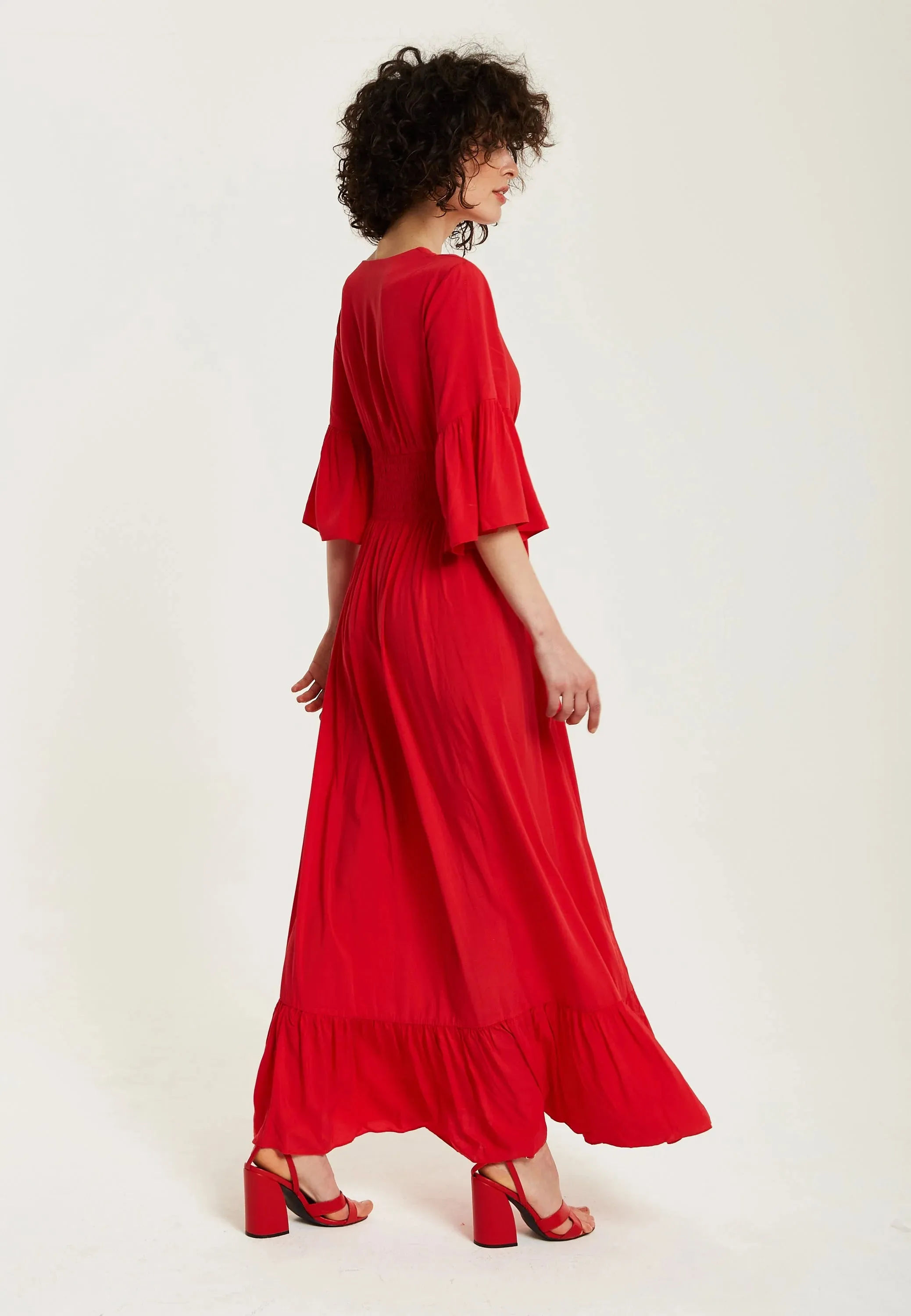 Liquorish Long Dress Frill Sleeves