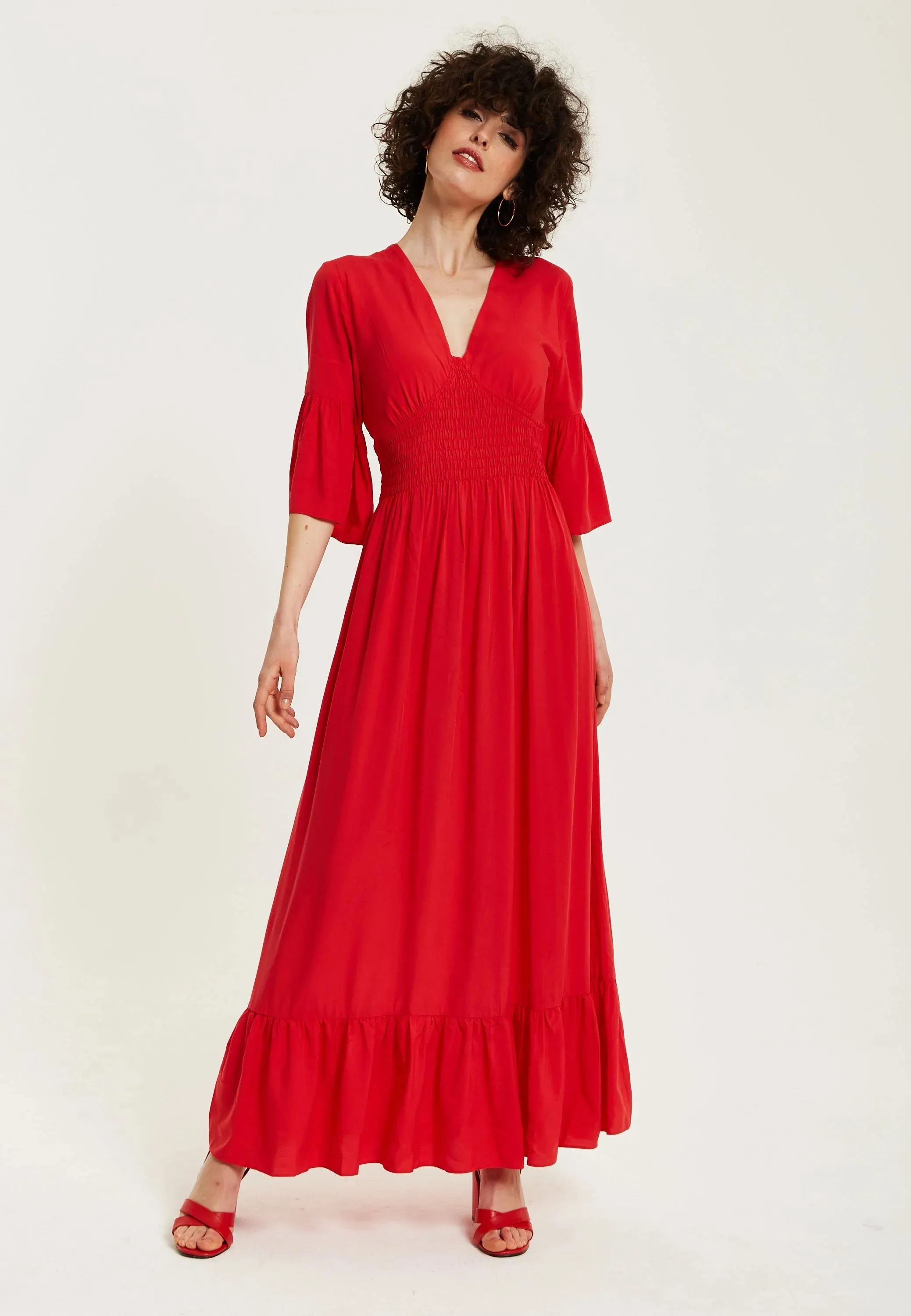 Liquorish Long Dress Frill Sleeves