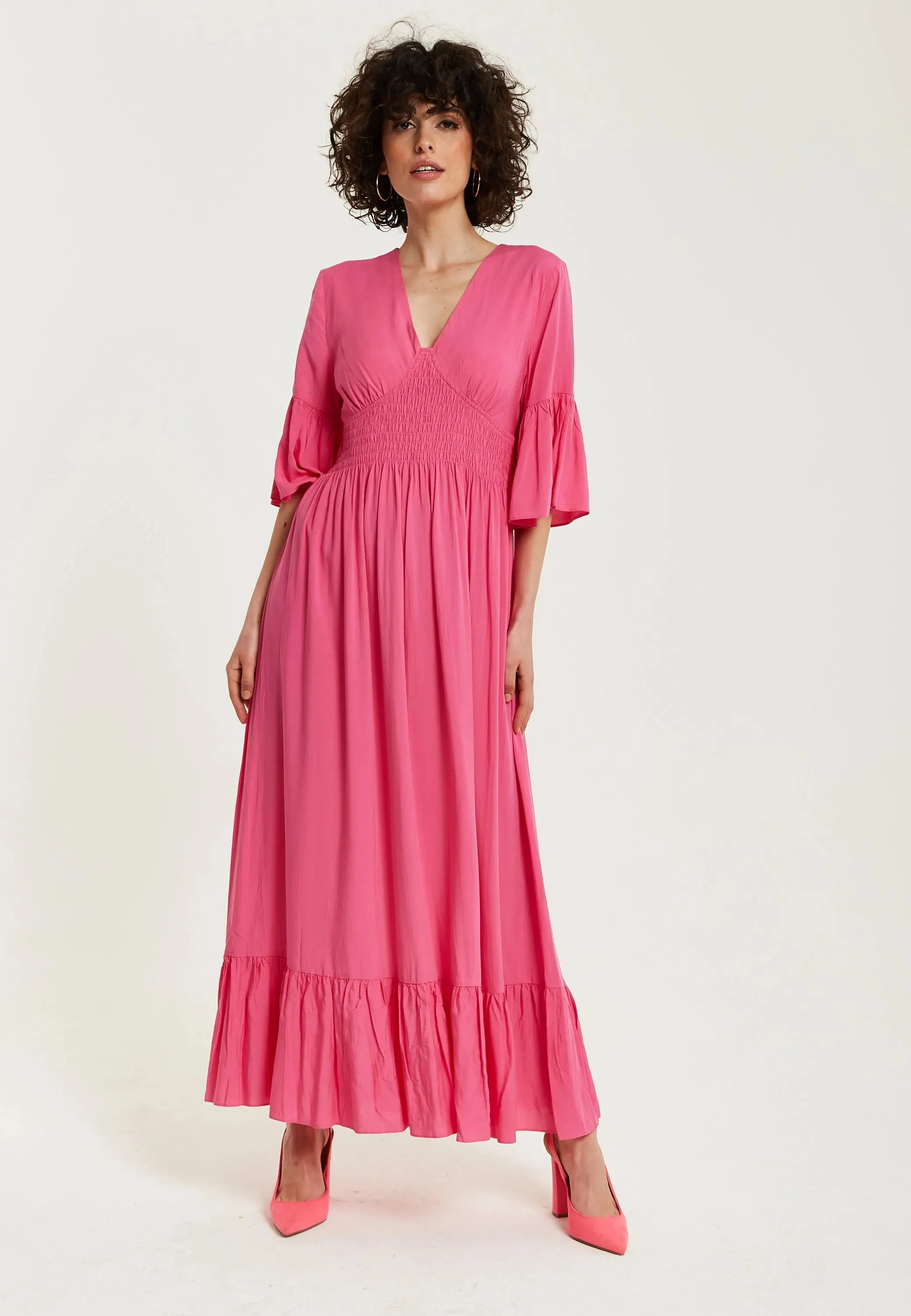 Liquorish Long Dress Frill Sleeves