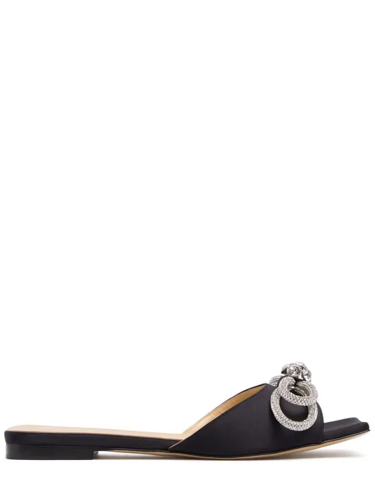 Mach & Mach Satin Double Bow Slide Sandals