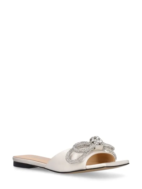 Mach & Mach Satin Double Bow Slide Sandals