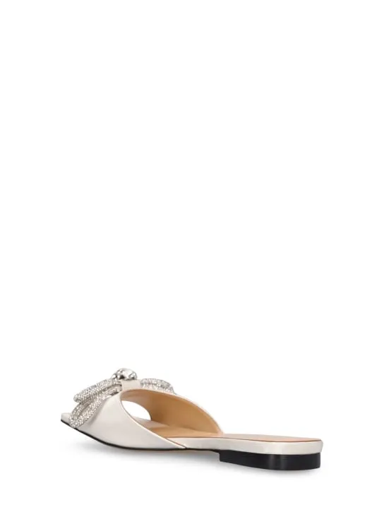 Mach & Mach Satin Double Bow Slide Sandals