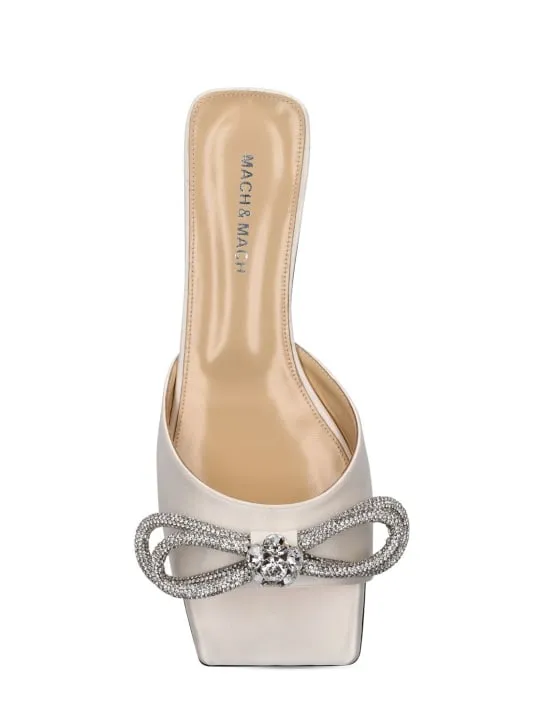 Mach & Mach Satin Double Bow Slide Sandals