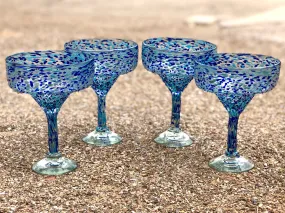 Hand Blown Speckled Margarita Glasses