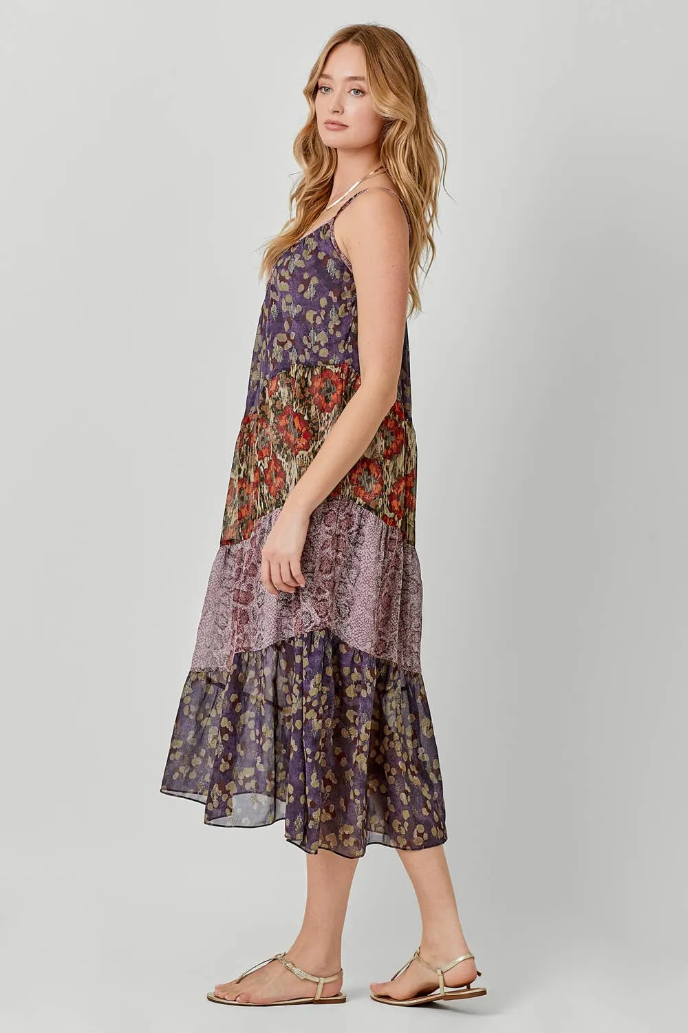 Mystree 60071 Print Mixed Maxi Dress Medium Floral Mix