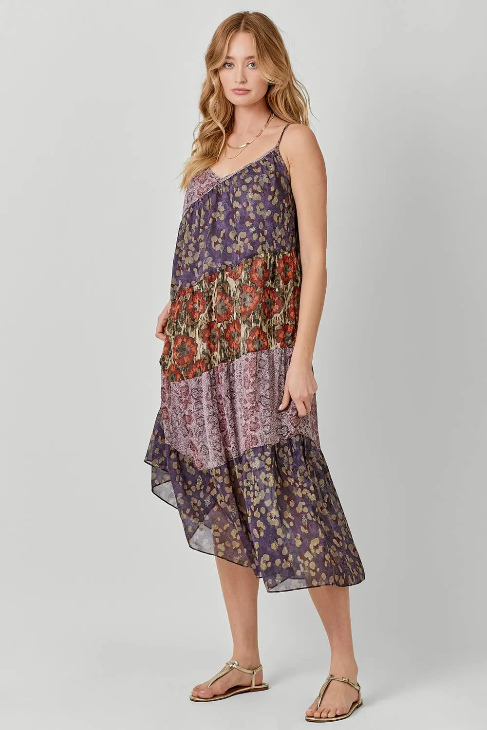 Mystree 60071 Print Mixed Maxi Dress Medium Floral Mix