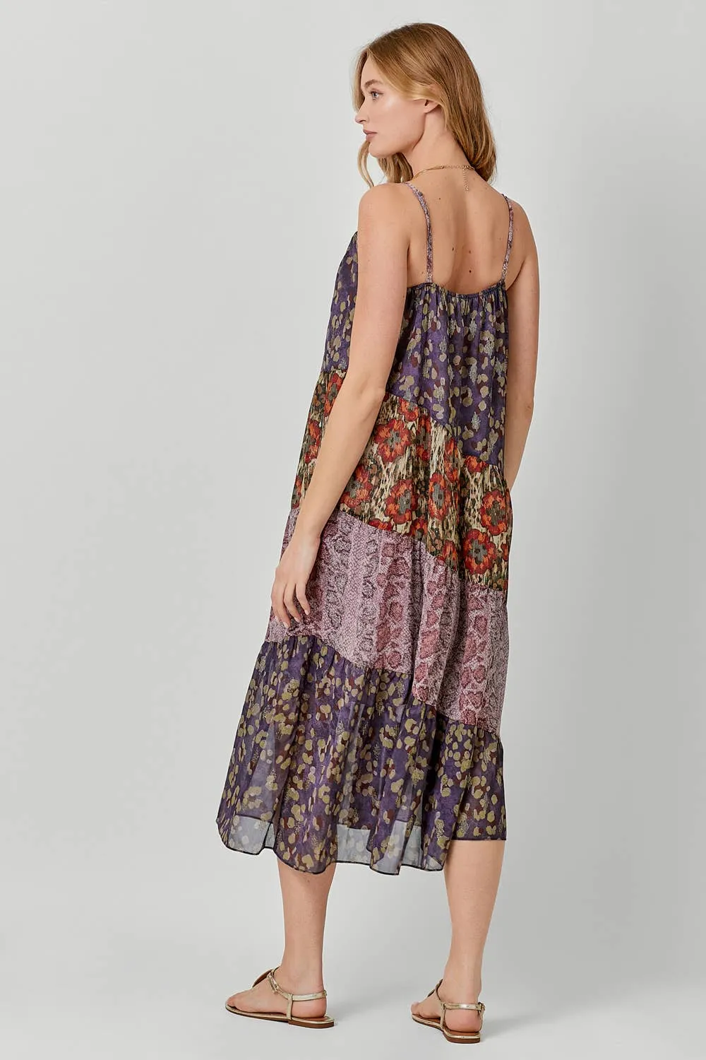 Mystree 60071 Print Mixed Maxi Dress Medium Floral Mix