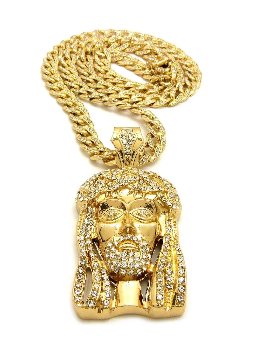 Jesus Piece on Bling Cuban Link chain (Medium)