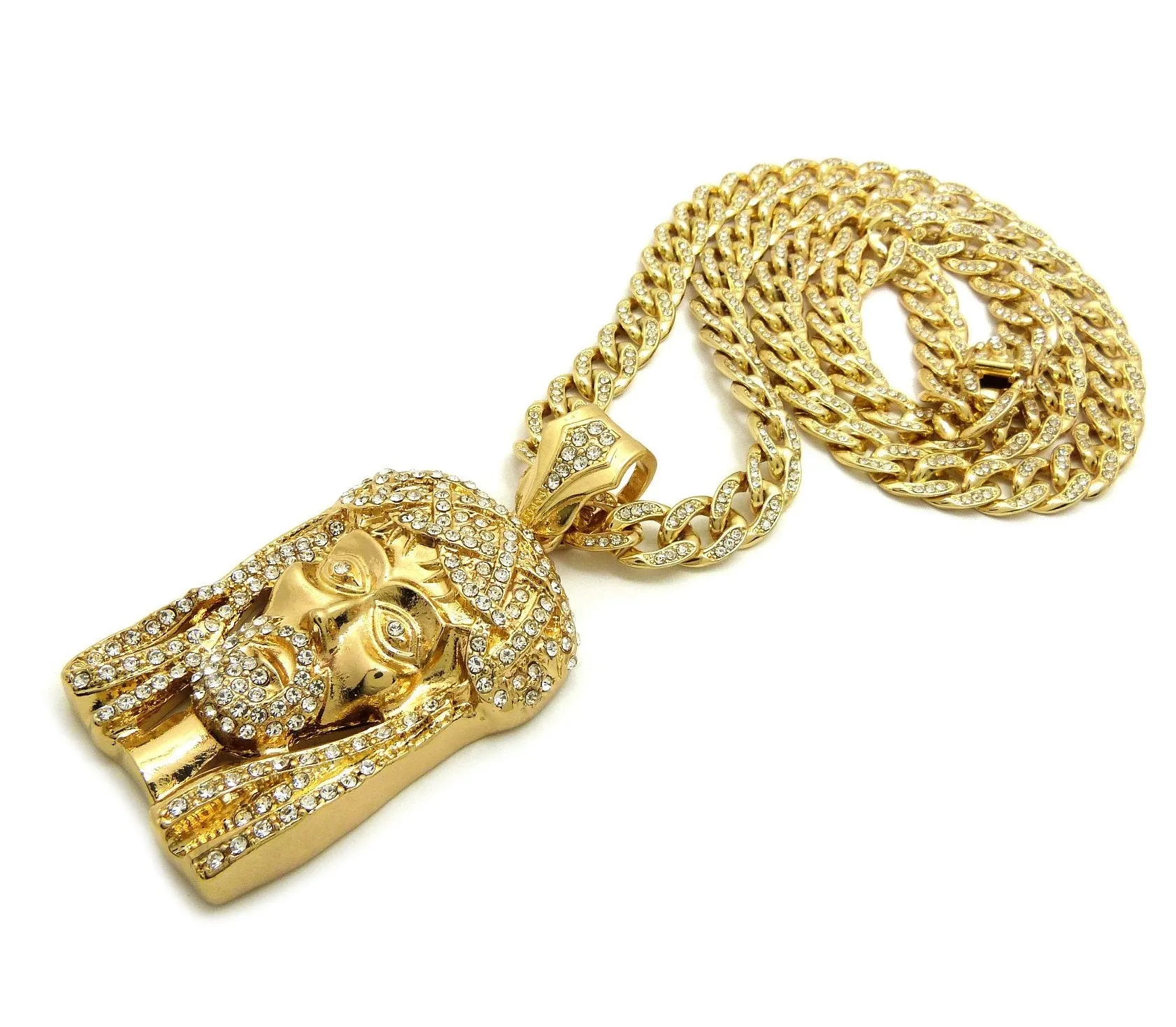 Jesus Piece on Bling Cuban Link chain (Medium)