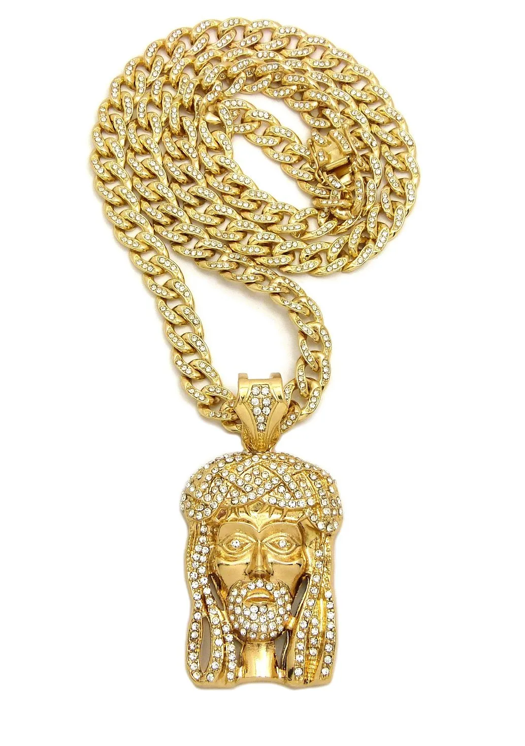 Jesus Piece on Bling Cuban Link chain (Medium)