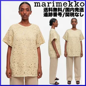 Casual Style Medium Cotton Shirt with Flower Patterns in Short Sleeves from marimekko