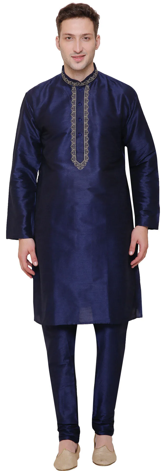 Mens Dupion Silk Kurta Pajama India Clothing Blue