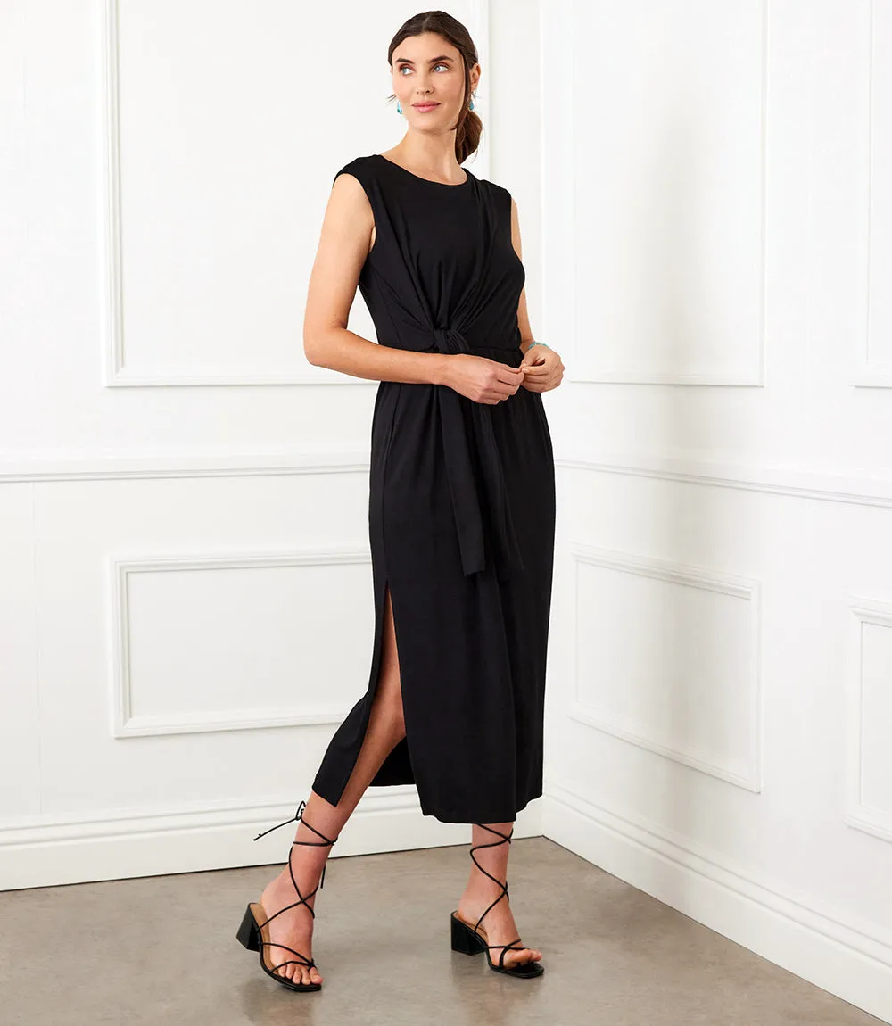 Midi Dress with Waist Tie