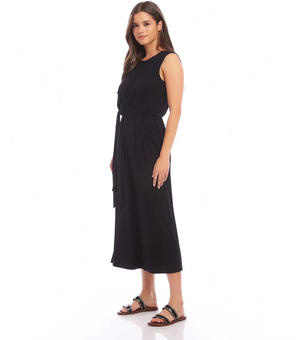 Midi Dress with Waist Tie