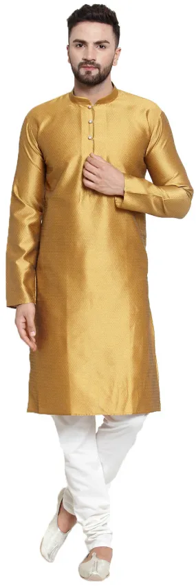 Mustard Traditional Indian Party Dress for Men - Silk Kurta Pajama