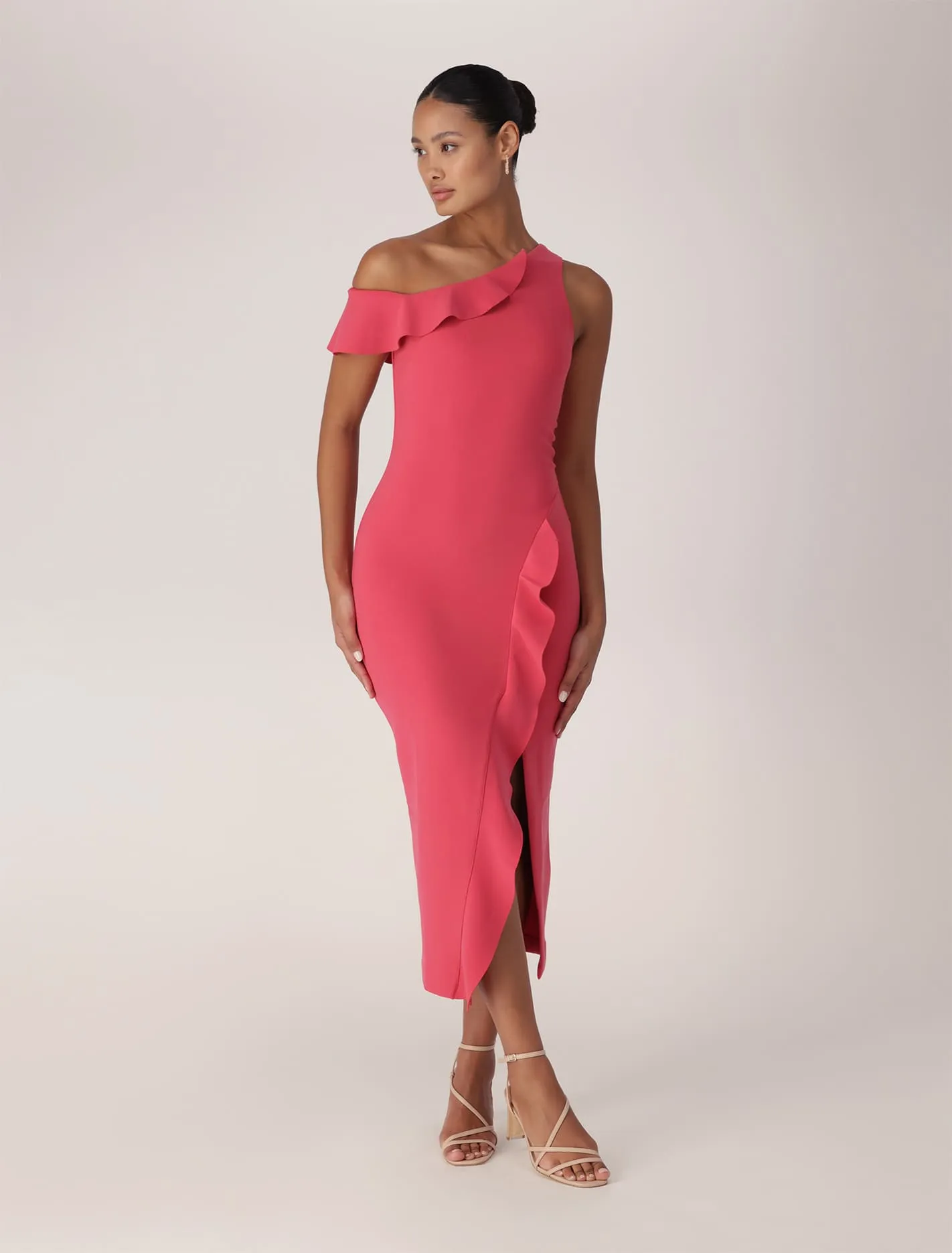 Tyra One Shoulder Ruffle Bodycon Dress