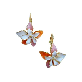 Yasmine Orange Enamel Flower Earrings