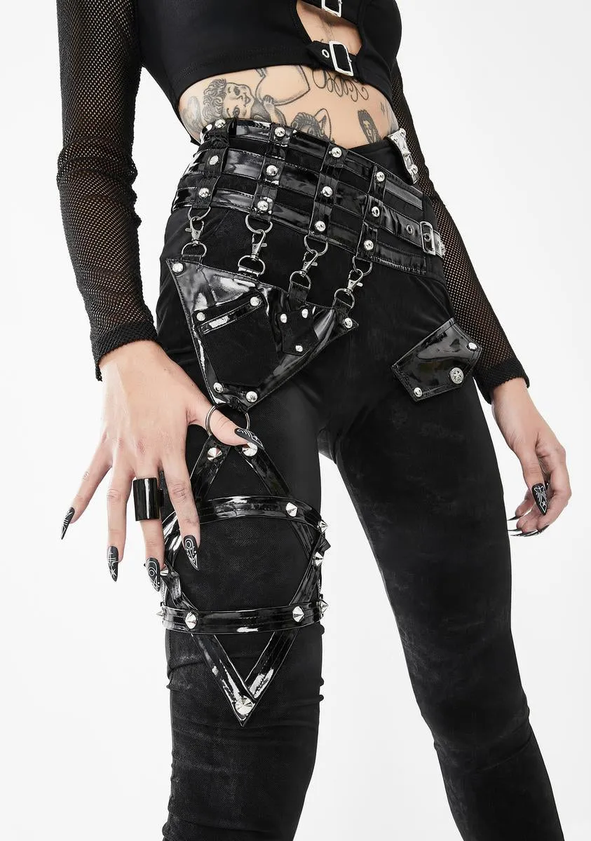 Pentagram Leg Harness Skinny Pants